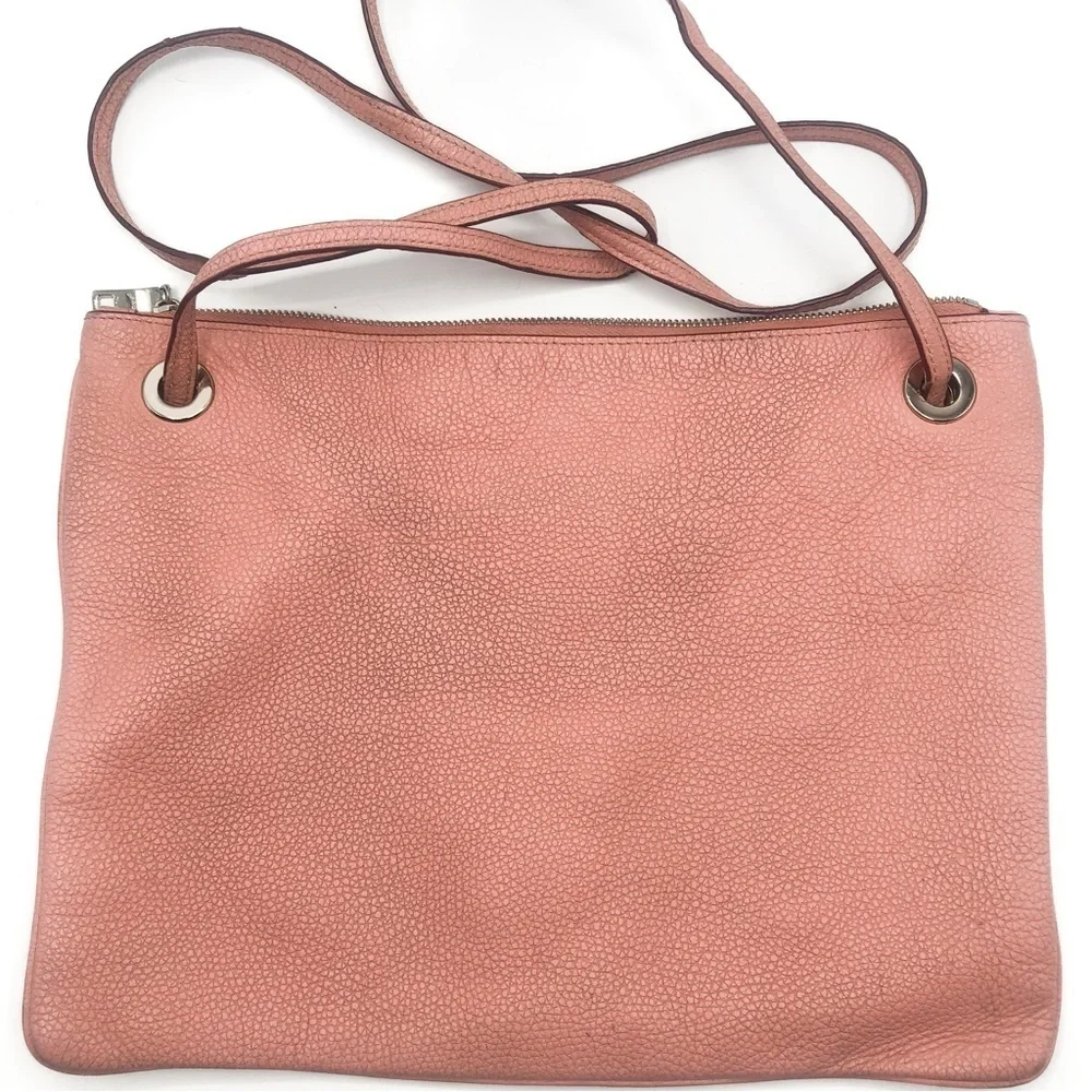 Coach Pebbled Convertible crossbody shoulder bag silver pink F52901